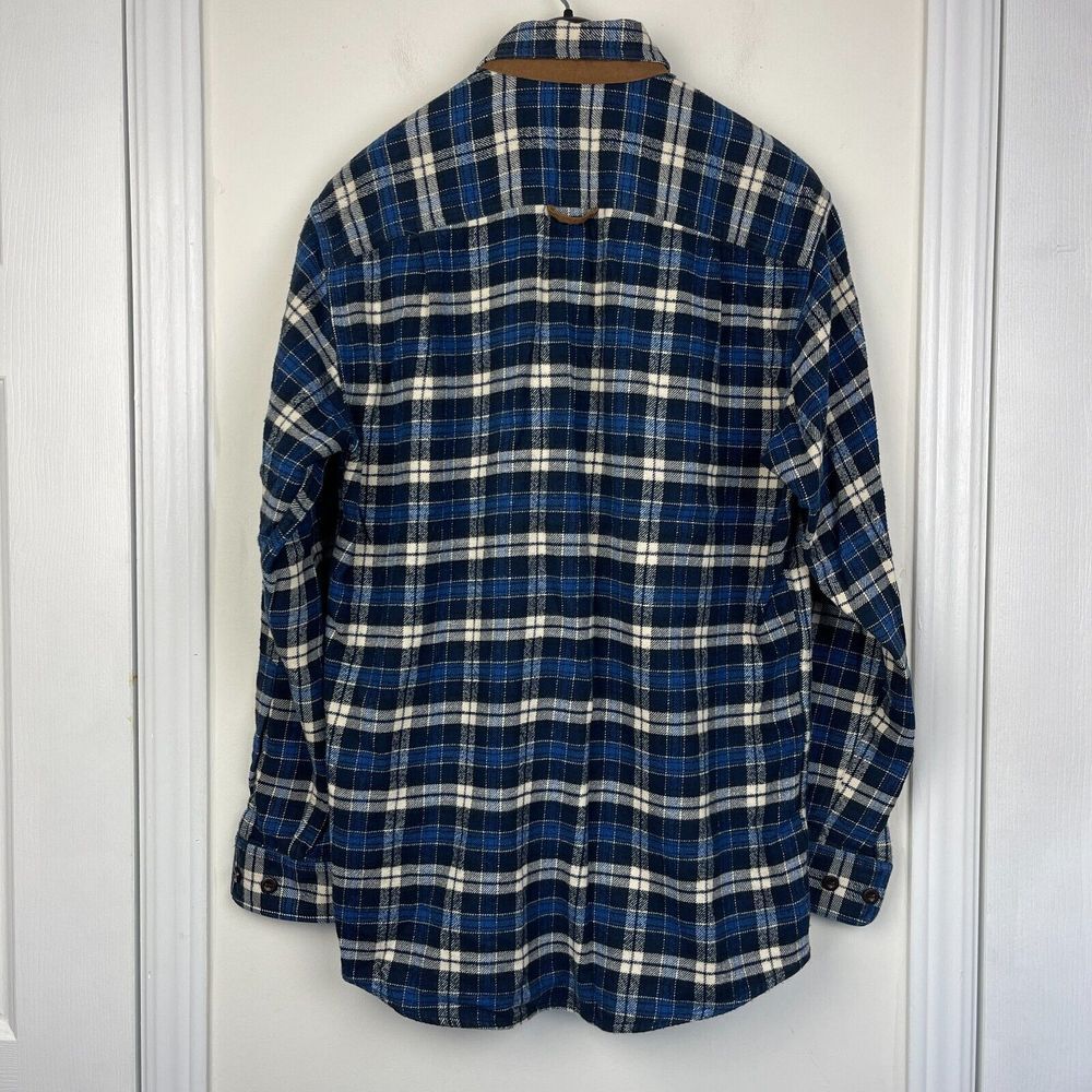 Orvis Mens Small FLANNEL Long Sleeve Button Up 100% Cotton Shirt Blue Plaid - Picture 4 of 6